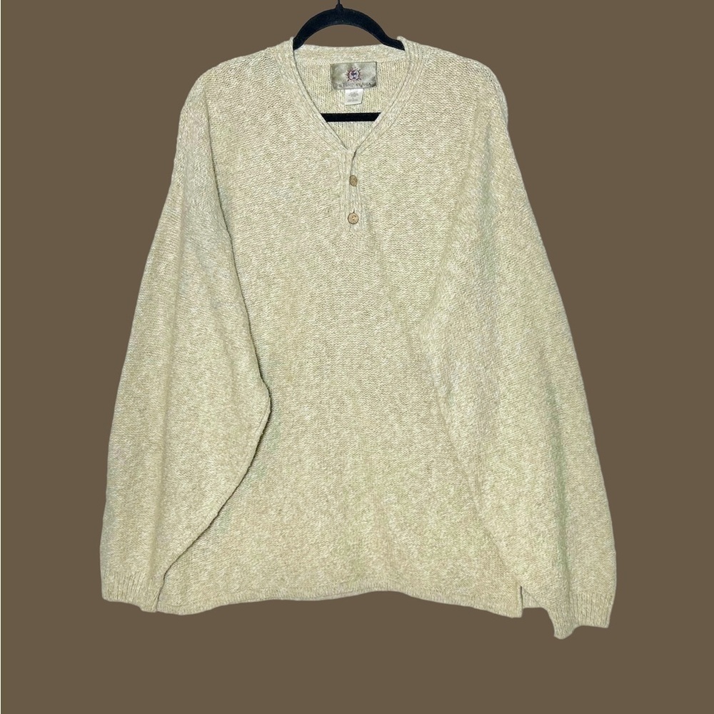 The Territory Ahead Cotton, Wool, and Silk Blend Warm Sweater in Oatmeal, Large